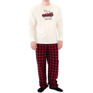 Touched by Nature Men's Organic Cotton Christmas Red Truck Tree PJ Set - XL